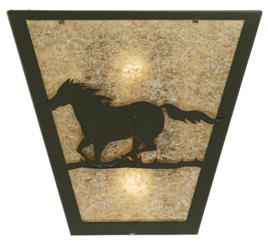 13" Wide Running Horses Wall Sconce