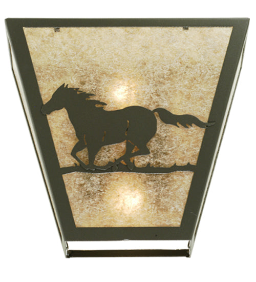 13" Wide Running Horses Wall Sconce