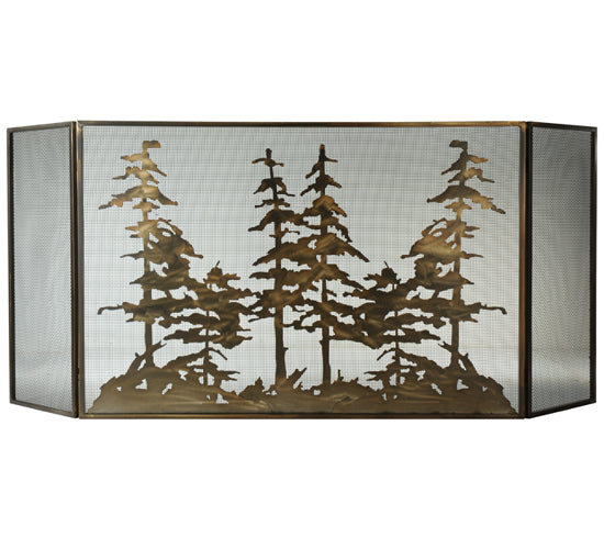 96" Wide X 40" High Tall Pines Fireplace Screen