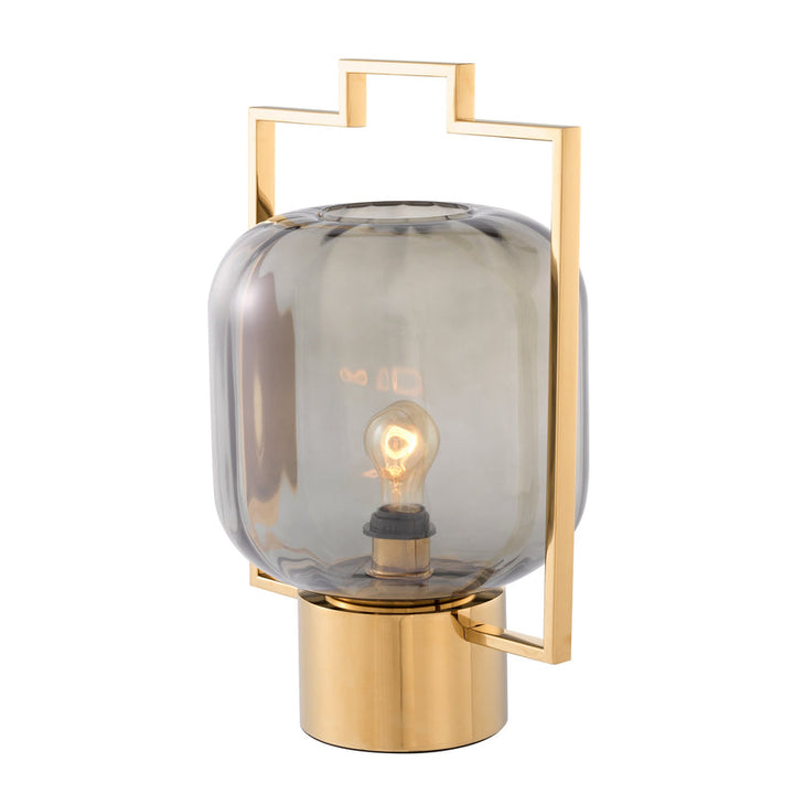 Table Lamp Wang Gold Finish Smoke Glass