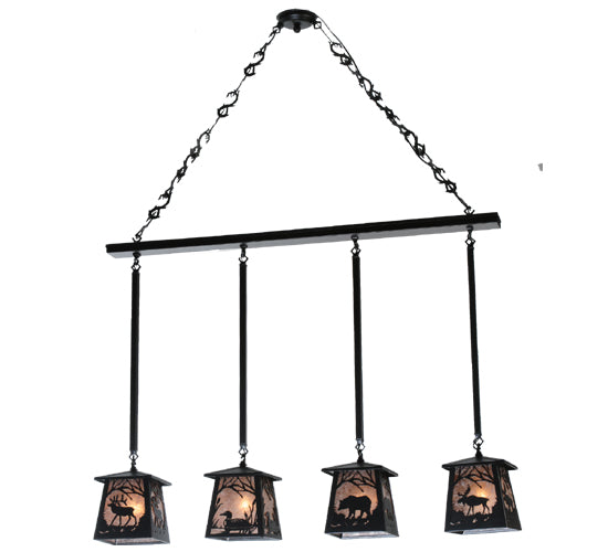 48" Long Wildlife At Pine Lake 4 Light Island Pendant