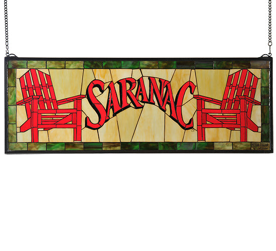 36"W X 13"H Saranac Adironack Chair Stained Glass Window