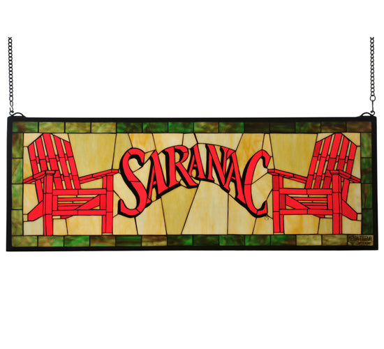 36"W X 13"H Saranac Adironack Chair Stained Glass Window