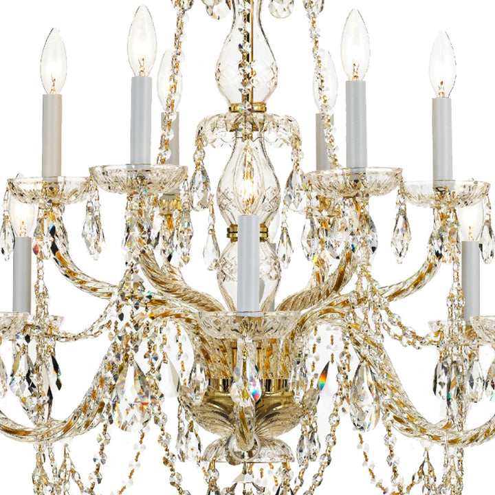 Crystorama Traditional Crystal 12 Light Hand Cut Crystal Polished Brass Chandelier