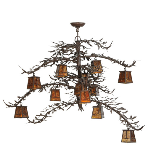 48" Wide Pine Branch Valley View 12 Light Chandelier