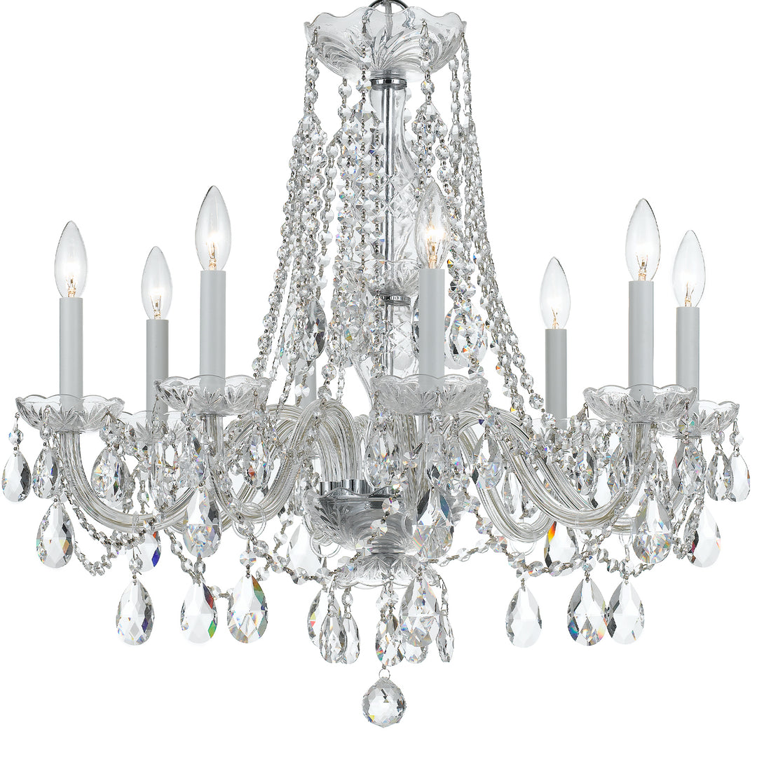 Crystorama Traditional Crystal 8 Light Hand Cut Crystal Polished Brass Chandelier