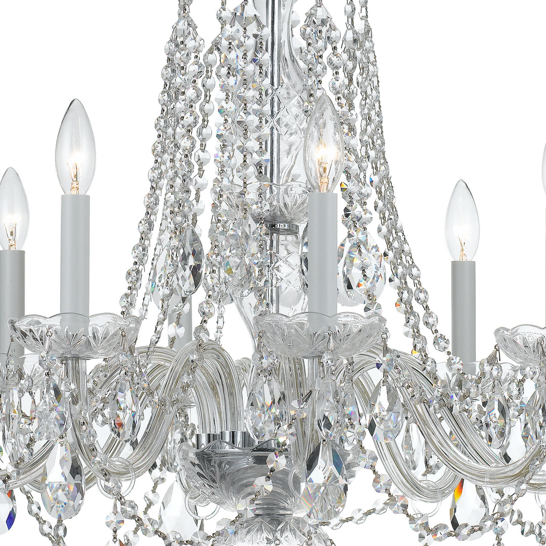 Crystorama Traditional Crystal 8 Light Hand Cut Crystal Polished Brass Chandelier