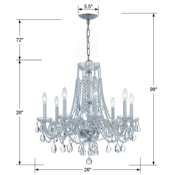 Crystorama Traditional Crystal 8 Light Hand Cut Crystal Polished Brass Chandelier