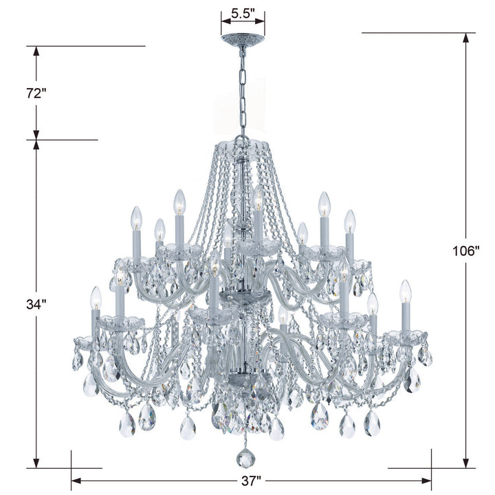 Crystorama Traditional Crystal 16 Light Hand Cut Crystal Polished Brass Chandelier