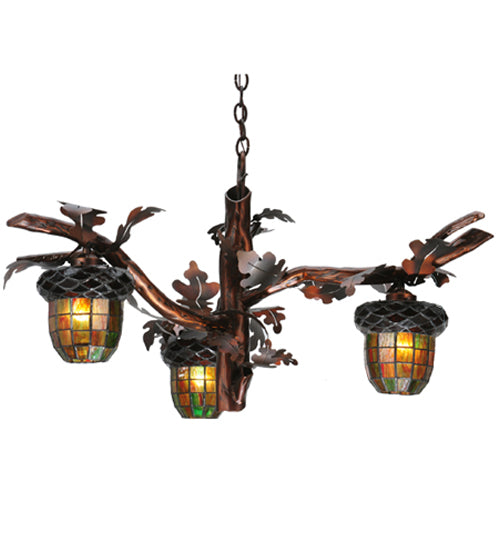 40"W Acorn Branch 3 Lt Chandelier