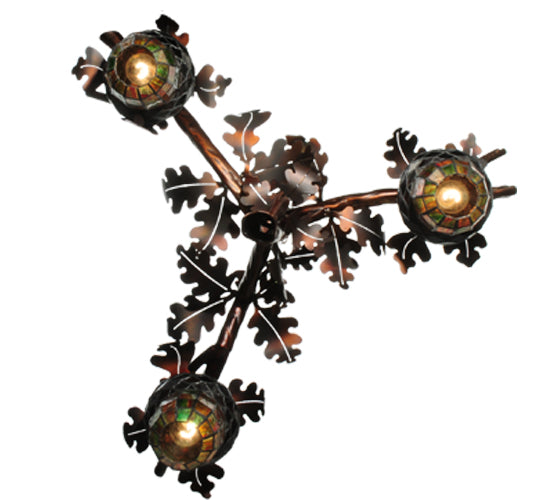 40"W Acorn Branch 3 Lt Chandelier