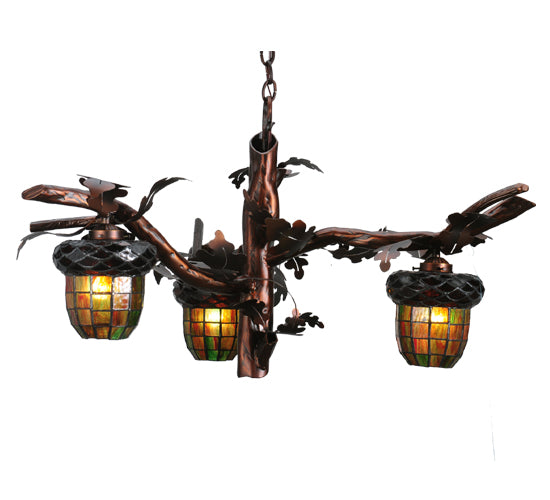 40"W Acorn Branch 3 Lt Chandelier