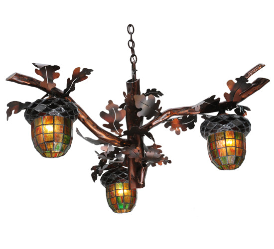 40"W Acorn Branch 3 Lt Chandelier