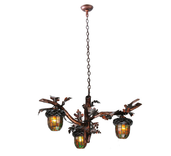 40"W Acorn Branch 3 Lt Chandelier