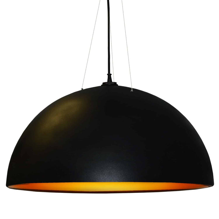 Dainolite 3 Bulb Pendant, Black & Gold Finish