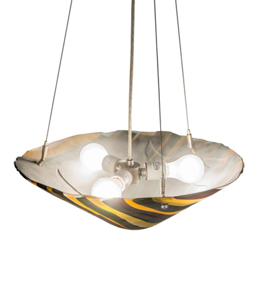 18"W Metro Fusion Penna Di Pavone Glass Inverted Pendant