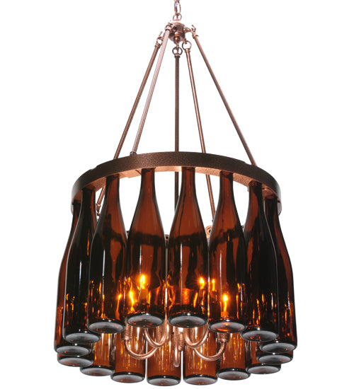 19"W Tuscan Vineyard Estate 16 Wine Bottle Chandelier