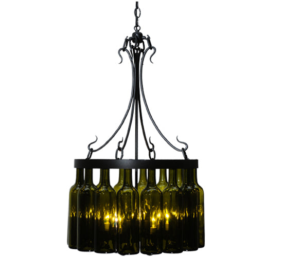 19"W Tuscan Vineyard Villa 16 Wine Bottle Chandelier