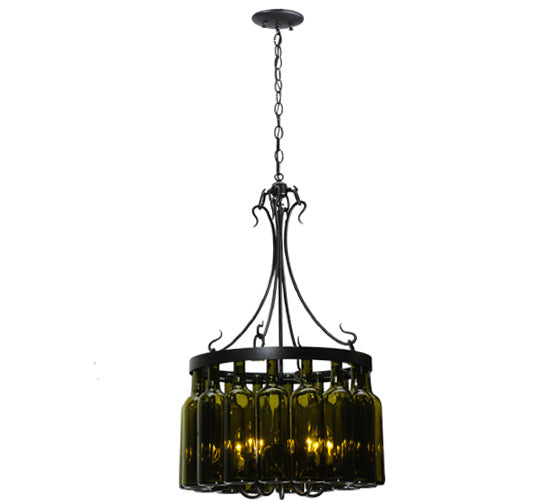 19"W Tuscan Vineyard Villa 16 Wine Bottle Chandelier