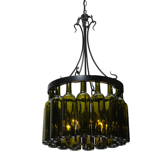 19"W Tuscan Vineyard Villa 16 Wine Bottle Chandelier