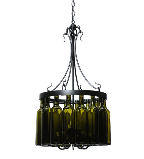 19"W Tuscan Vineyard Villa 16 Wine Bottle Chandelier