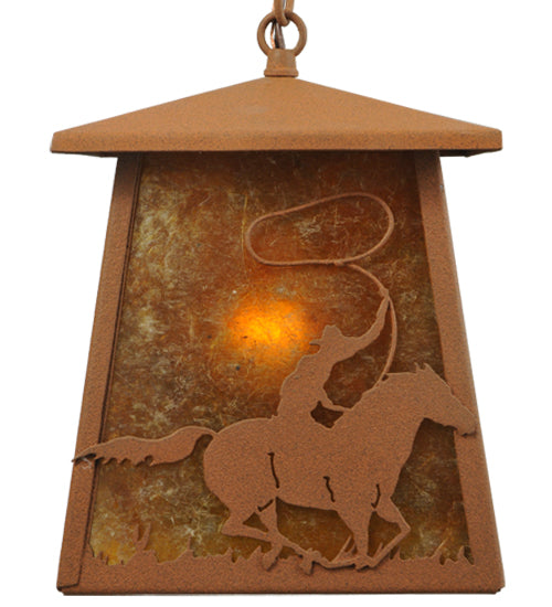 7" Square Cowboy & Steer Pendant