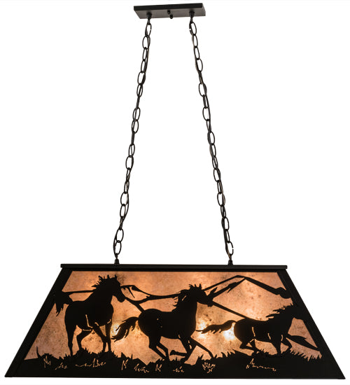 33" Long Running Horses Oblong Pendant