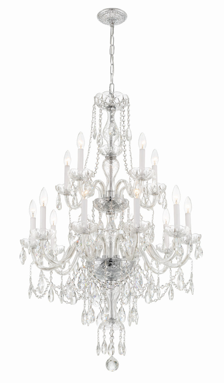 Crystorama Traditional Crystal 15 Light Hand Cut Crystal Polished Brass Chandelier