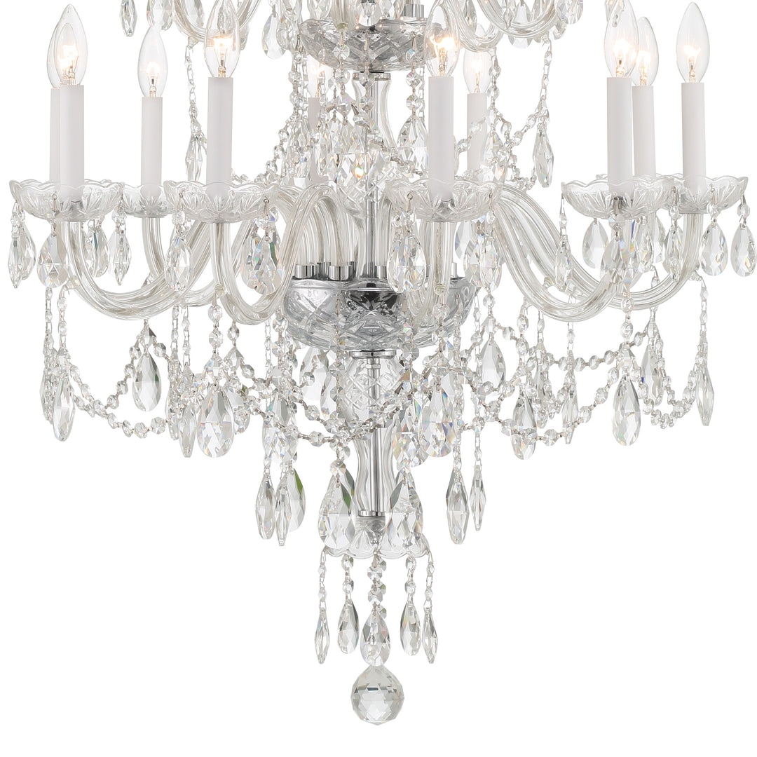 Crystorama Traditional Crystal 15 Light Hand Cut Crystal Polished Brass Chandelier