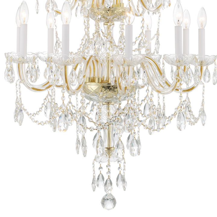 Crystorama Traditional Crystal 15 Light Hand Cut Crystal Polished Brass Chandelier