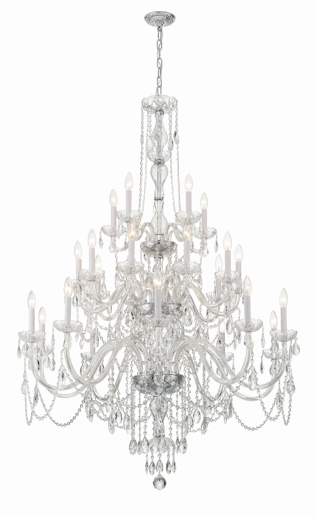 Crystorama Traditional Crystal 25 Light Hand Cut Crystal Polished Brass Chandelier