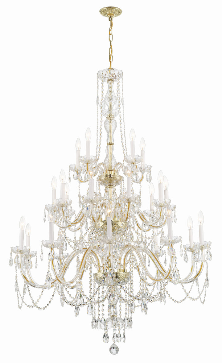 Crystorama Traditional Crystal 25 Light Hand Cut Crystal Polished Brass Chandelier