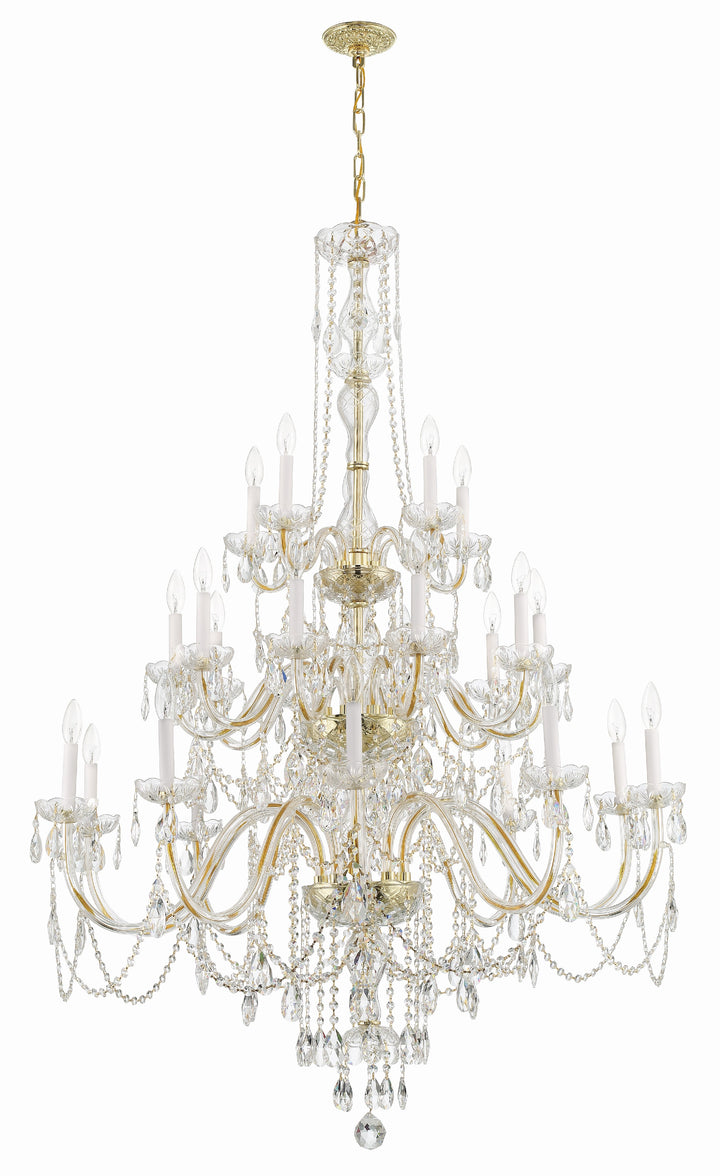 Crystorama Traditional Crystal 25 Light Hand Cut Crystal Polished Brass Chandelier