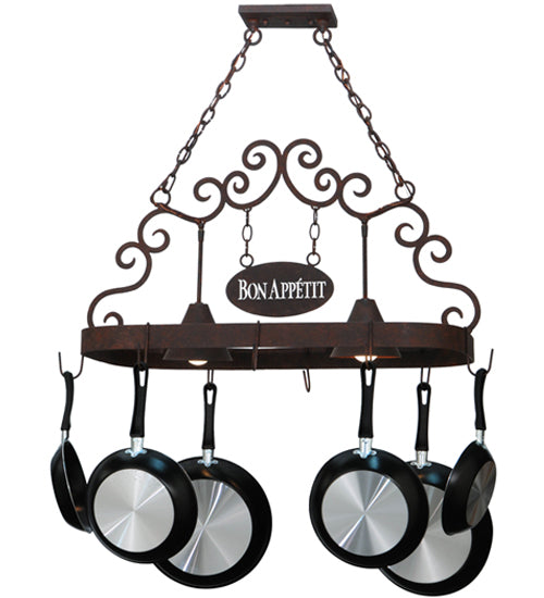 34" Long Bon Appetit 2 Light Pot Rack