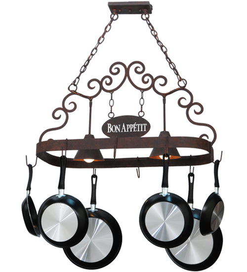 34" Long Bon Appetit 2 Light Pot Rack