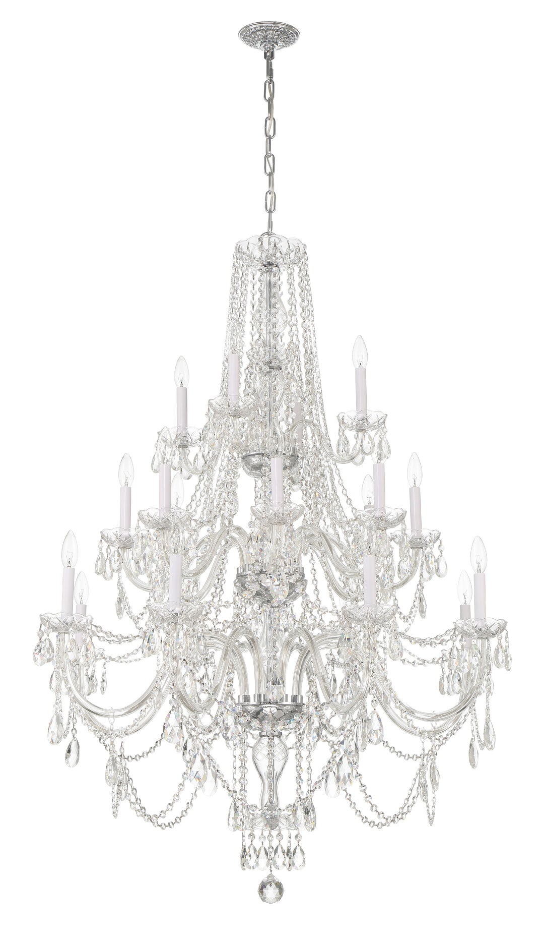 Crystorama Traditional Crystal 20 Light Hand Cut Crystal Polished Brass Chandelier