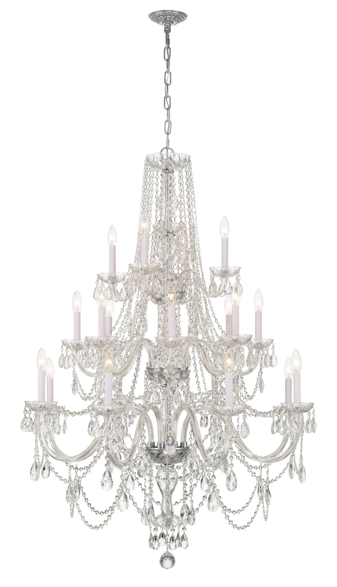 Crystorama Traditional Crystal 20 Light Hand Cut Crystal Polished Brass Chandelier