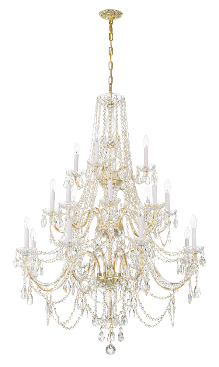 Crystorama Traditional Crystal 20 Light Hand Cut Crystal Polished Brass Chandelier