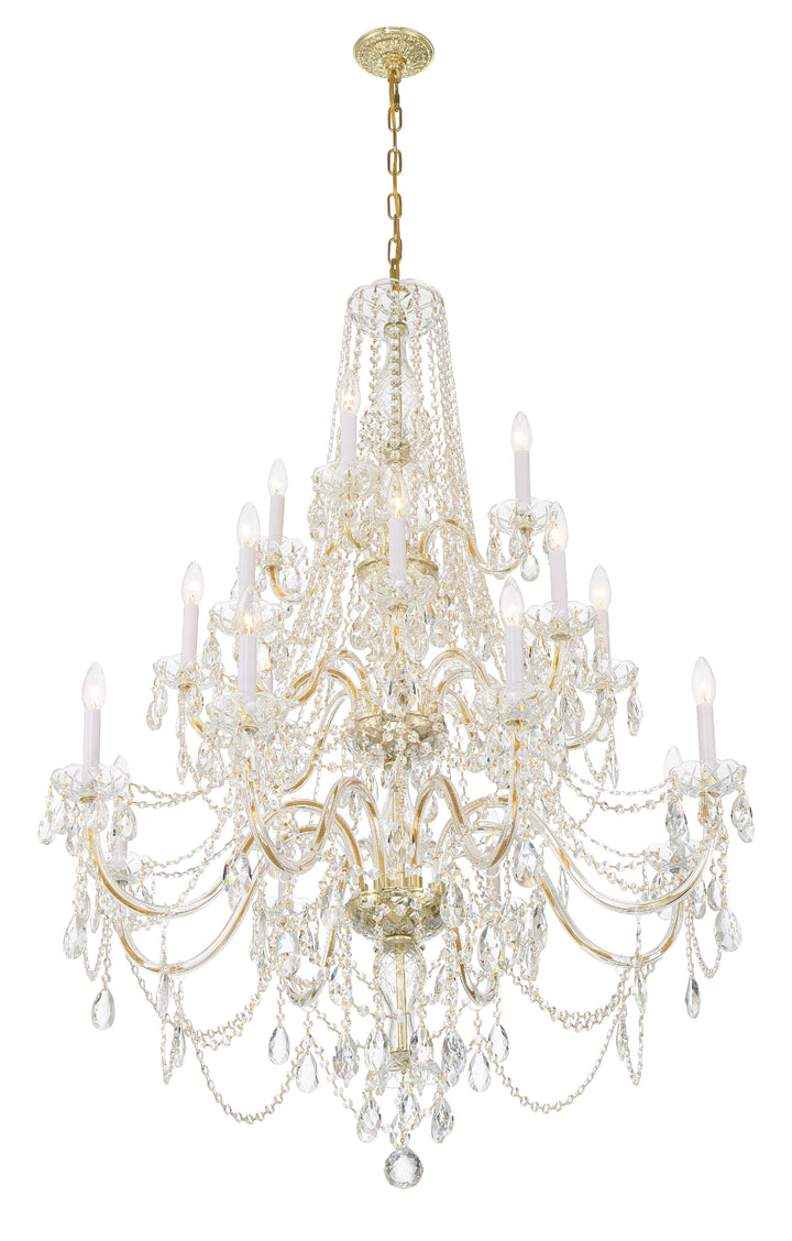 Crystorama Traditional Crystal 20 Light Hand Cut Crystal Polished Brass Chandelier