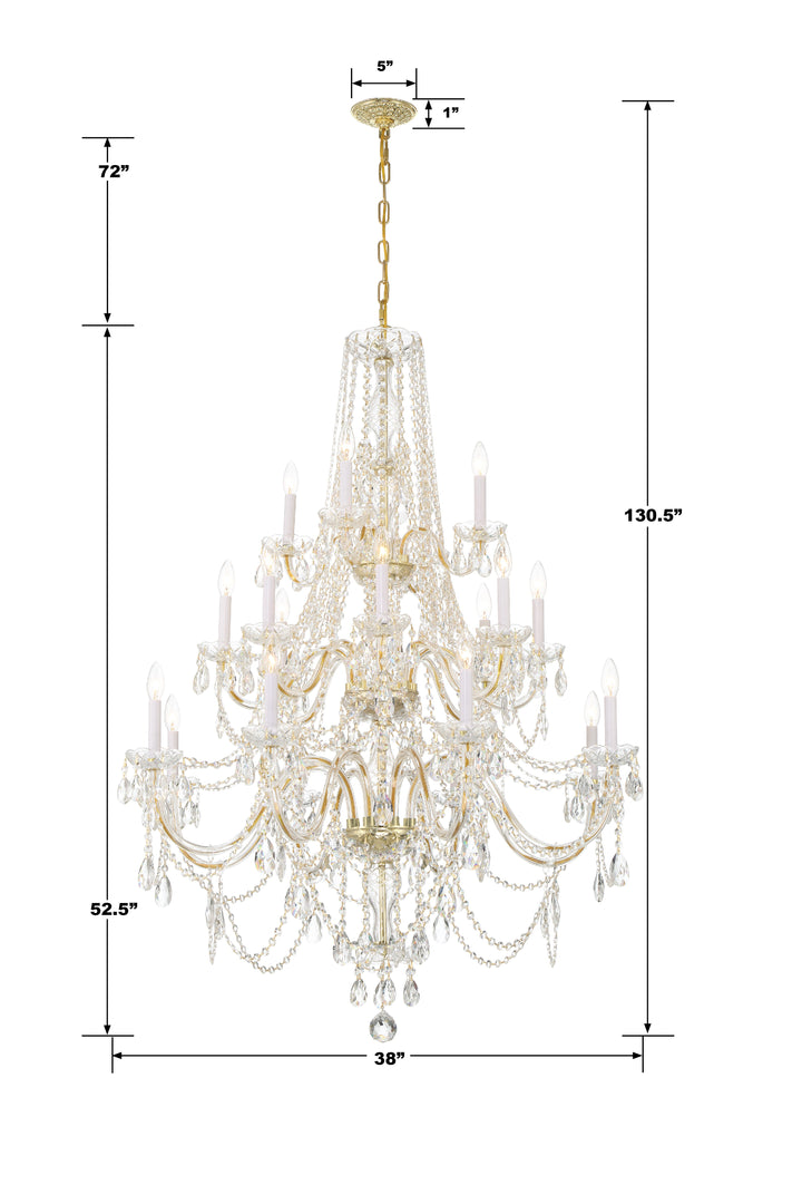 Crystorama Traditional Crystal 20 Light Hand Cut Crystal Polished Brass Chandelier