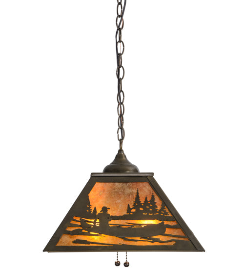 16" Square Canoe At Lake Pendant