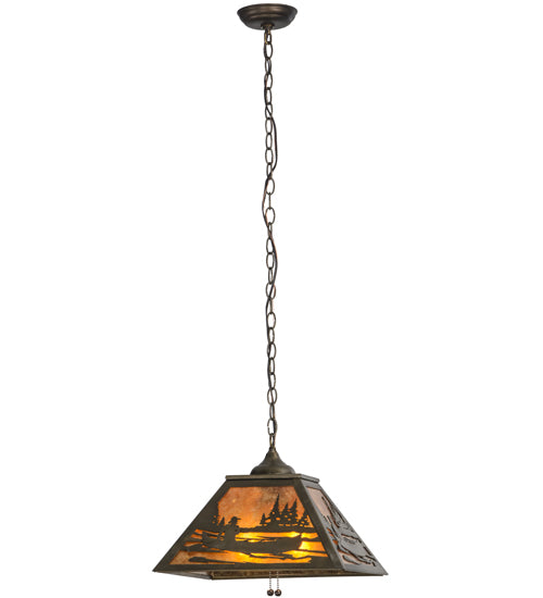 16" Square Canoe At Lake Pendant