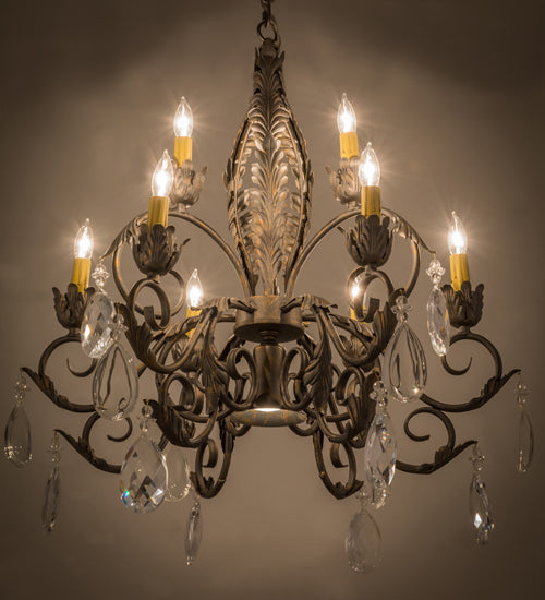 26"W New Country French 9 Lt Chandelier