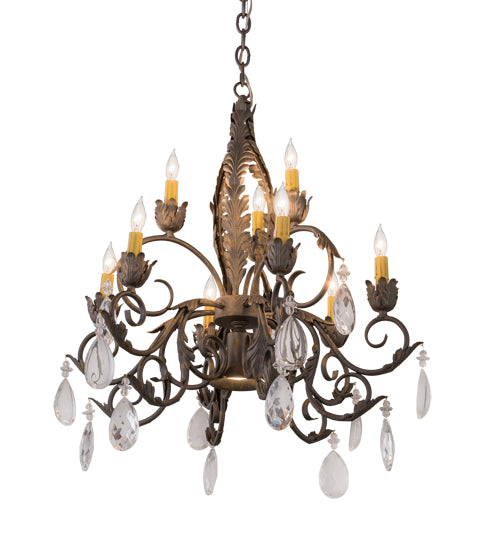 26"W New Country French 9 Lt Chandelier