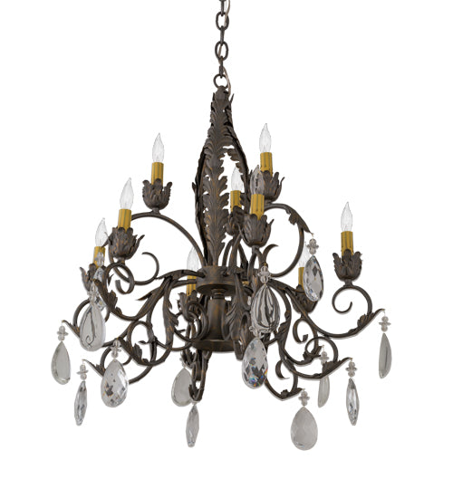 26"W New Country French 9 Lt Chandelier