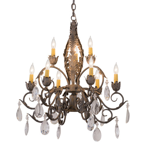 26"W New Country French 9 Lt Chandelier