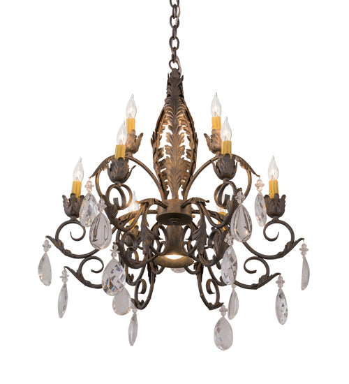 26"W New Country French 9 Lt Chandelier