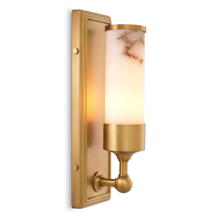 Wall Lamp Valentine Antique Brass Finish Alabaster UL