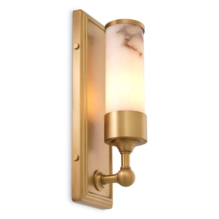 Wall Lamp Valentine Antique Brass Finish Alabaster UL