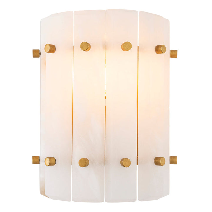 Wall Lamp Blason Single Antique Brass Finish Alabaster UL